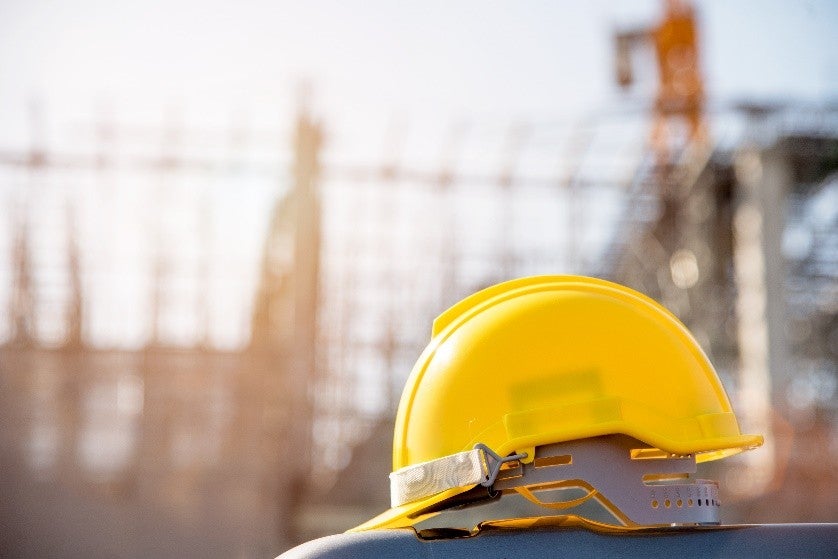 construction hard hat on site