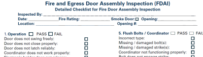 Checklist screenshot Fire Doors